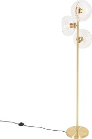 Lampa podłogowa art deco złota ze szkłem 3-światła - Ayesha