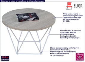 Stolik kawowy z białym stelażem dąb sonoma - Boreko 5X