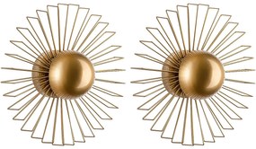 Zestaw 2 metalowych kinkietów drucikowych - Złoty - G. 18 x S.45 cm - ZYMA