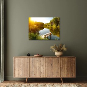 Obraz - Jezioro w pobliżu lasu (70x50 cm)