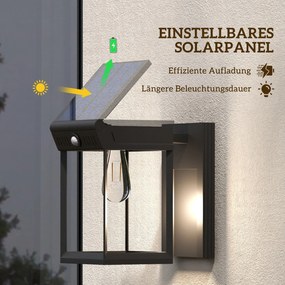 Outsunny Lampa solarnej ogrodowa zewnętrzna Solarlampe, odporna na warunki atmosferyczne, czujnik ruchu, 14 cm x 24 cm x 24 cm, Czarny