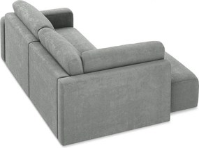 Szary rozkładany/ze schowkiem narożnik z tkaniny szenilowej (lewostronny/w kształcie litery L) Kona – Makamii