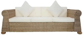 Brązowa 3-osobowa sofa z rattanu - Asha