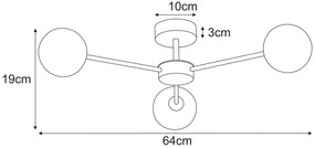 Bursztynowy szklany żyrandol trzyramienny R8-R09