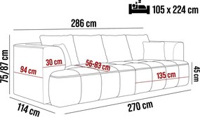 Sofa kanapa ALBIO BigSofa kanapa z elektryczną regulacją siedziska WERSAL