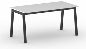 Stół konferencyjny do biura PRIMO BASIC, 160x80 cm, czarna podstawa, biały
