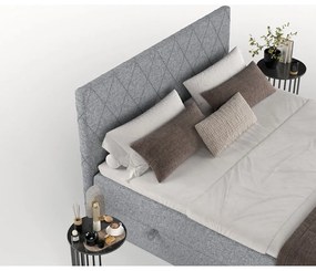 Szare łóżko boxspring ze schowkiem 200x200 cm Gwen – Maison de Rêve