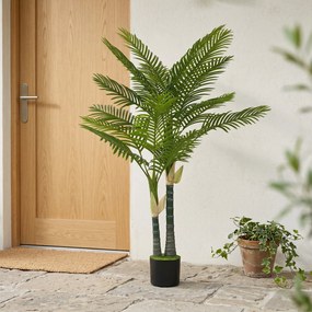 HOMCOM Sztuczna palma 150 cm – duża roślina dekoracyjna w doniczce z 16 liśćmi, idealna do salonu i na balkon, zielona | Aosom PL