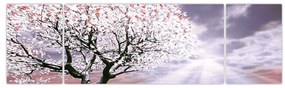 Czerwony obraz drzewa (170x50 cm)