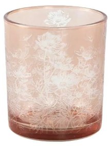 Świecznik szklany w kolorze różowym CENAR PINK