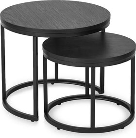 Zestaw Stolików Kawowych MANU 43 cm/53 cm Czarny Nowoczesny Loft