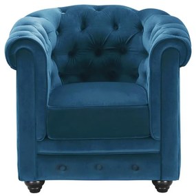 Fotel CHESTERFIELD - Welur w odcieniu morskim