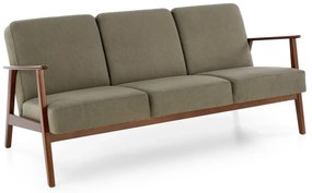Sofa MILANO 3S oliwkowa/orzech trzyosobowa HALMAR