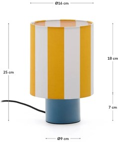 Żółto-niebieska lampa stołowa z tekstylnym kloszem (wysokość 25 cm) Ciral – Kave Home
