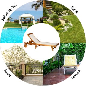 Leżak ogrodowy z regulacją drewno akacjowe naturalny outsunny