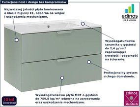 Zielona wisząca szafka łazienkowa z umywalką N8-A89