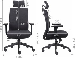 Ergonomiczny fotel biurowy materiałowy Prospero, zgodny z normą BHP