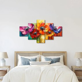 Obraz - Pięć kolorowych kwiatów (125x70 cm)