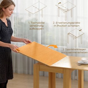 HOMCOM Stół rozkładany 70/140 x 80 cm Nowoczesny stół jadalniany dla 4–6 osób Oszczędzający miejsce do kuchni i jadalni | Aosom PL