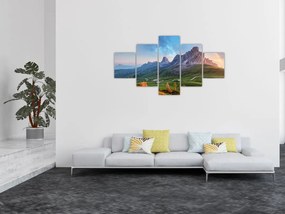 Obraz tęczy nad skałami (125x70 cm)