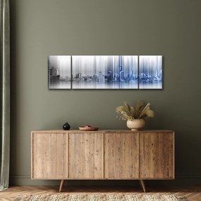 Obraz - Panorama miasta, niebiesko - szara (170x50 cm)