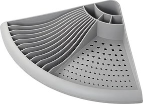 Odpływ do Naczyń o Małym Kącie z 4 Przegrodami na Sztućce i Miejscem na 11 Talerzy z Szarego Tworzywa PP