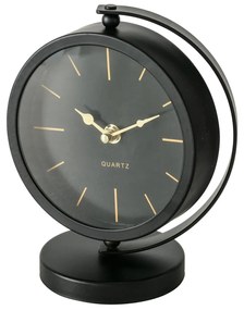 Zegar stołowy czarny BALIA, złote wskazówki, 20 cm