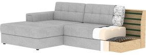 Szarobrązowy aksamitny rozkładany narożnik (lewostronny/z szezlongiem) Blezalt – ELTAP