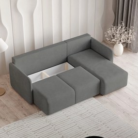 Masseno Narożnik SUVINO z funkcją spania i pojemnikiem na pościel Narozniki L, Rozkładana sofa - Szary, NEVE 90