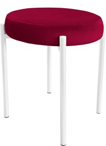 Taboret DIOR stelaż metalowy tkanina Welur : Kolor Stelaża - Biały, Kolor tkaniny - VELVET - MG31, Typ tkaniny - Velvet