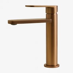 Mosiężna Bateria Umywalkowa Alameda ↑20 Cm & Różowe Złoto Szczotkowane - Sklum