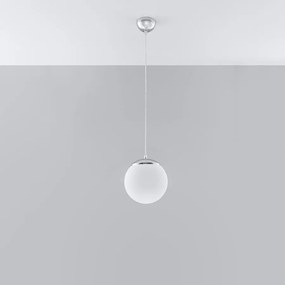 Lampy wiszące minimalistyczny Stera, stal/szkło - 1 źródło światła 4000K - L.20 x H.110 cm - biały/chrom