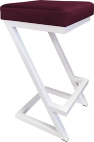 Hoker ZETA krzesło barowe tkanina Welur podstawa metalowa LOFT : Kolor Stelaża - Biały, Kolor tkaniny - VELVET - MG02