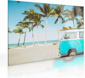 Obraz na szkle - Vintage van na plaży (70x50 cm)