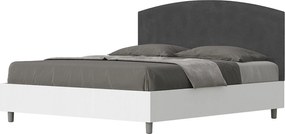 Łóżko wyposażone w stelaż z listwami 160x190 konstrukcja Frassino biała zagłówek microfibra Szary Antilia
