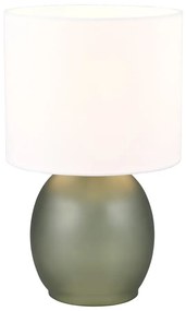 Biało-zielona lampa stołowa z tekstylnym kloszem (wys. 29 cm) Vela – Trio