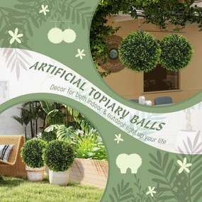 HOMCOM Sztuczne Rośliny w Zestawie 2 szt., UV-Odporna Dekoracyjna Roślina, Deko-Rośliny, Indoor, Outdoor, 45 cm, Zielony