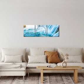 Obraz - Wodospady (z zegarem) (90x30 cm)