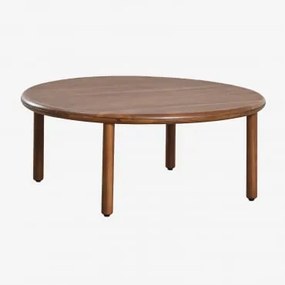 Okrągły Stolik Kawowy Olivia Z Drewna Akacjowego Ciemny Akacjowy Brąz & Ø80 Cm - Sklum