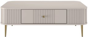 Stolik kawowy z szufladą Vesper 103x60 cm - kaszmir / złote nogi