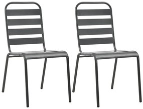 Zestaw szarych metalowych krzeseł ogrodowych K2-D58