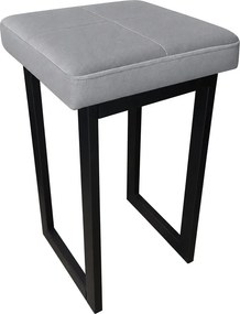 Taboret Solid podstawa metalowa stołek loft Eko-skóra : Kolor Stelaża - Czarny , Kolor tkaniny - EKO-SKÓRA - 22D, Typ tkaniny - Eko-skóra , Wysokość - 60 cm