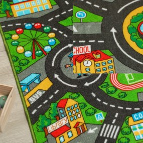 AIYAPLAY Mata do raczkowania, mata do zabawy 160x100x0,5cm, antypoślizgowa mata z motywem miasta do pokoju dziecięcego | Aosom PL