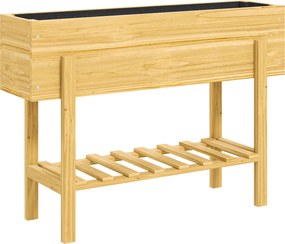 Outsunny Kwietnik z Dolną Półką, Drewniane Grządka z Wyściółką z Włókniny i Otworami Drenażowymi, 100 x 30 x 70,5 cm, Drewno Naturalne