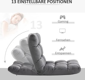 HOMCOM Fotel Materac Gościnny Welurowy Regulowane Oparcie Szary 55x71x53 5 cm Komfort i Styl | Aosom PL