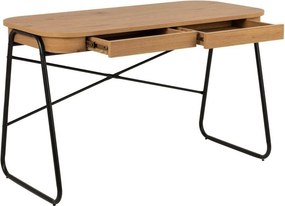 Biurko komputerowe z szufladami Blueton w stylu loft, kolor dąb/czarny