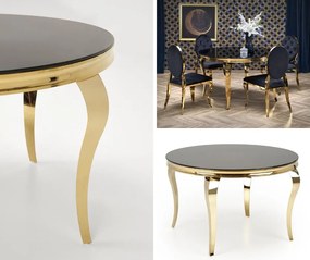 Złoty okrągły stół w stylu retro Reginald 2 Halmar