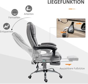 Vinsetto Fotel biurowy z masażem, ergonomiczny fotel biurowy z funkcją leżenia i ogrzewania, pilot, szary