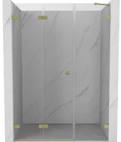 Mexen Lunar-F drzwi prysznicowe składane lewe 135 cm, transparent, złote szczotkowane - 836S-135-050-55-00-L