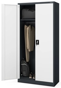 Szafa gospodarcza zamykana DAWID 900 x 1850 x 450 mm, antracytowo-biała